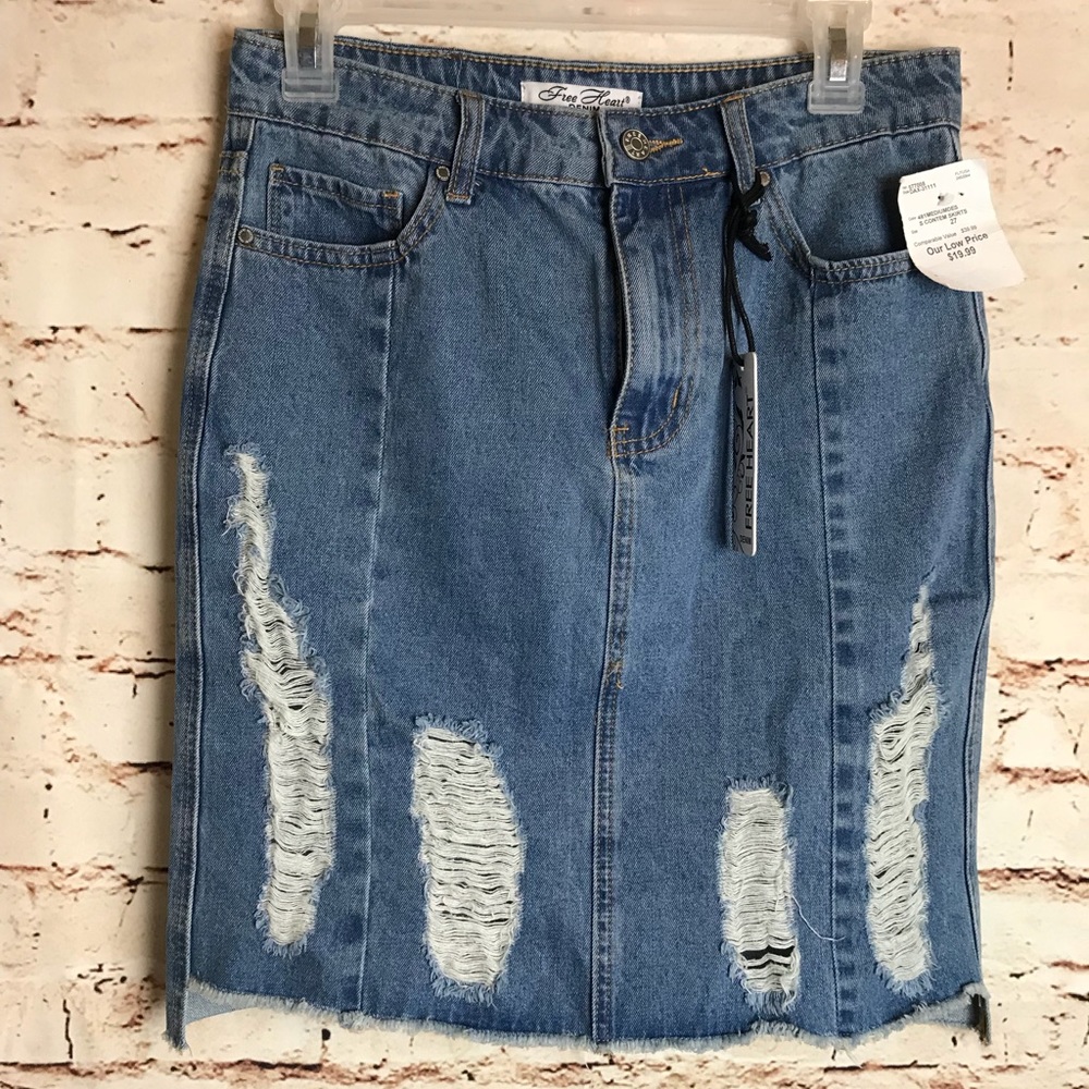 A-3#30 Free heart denim skirt